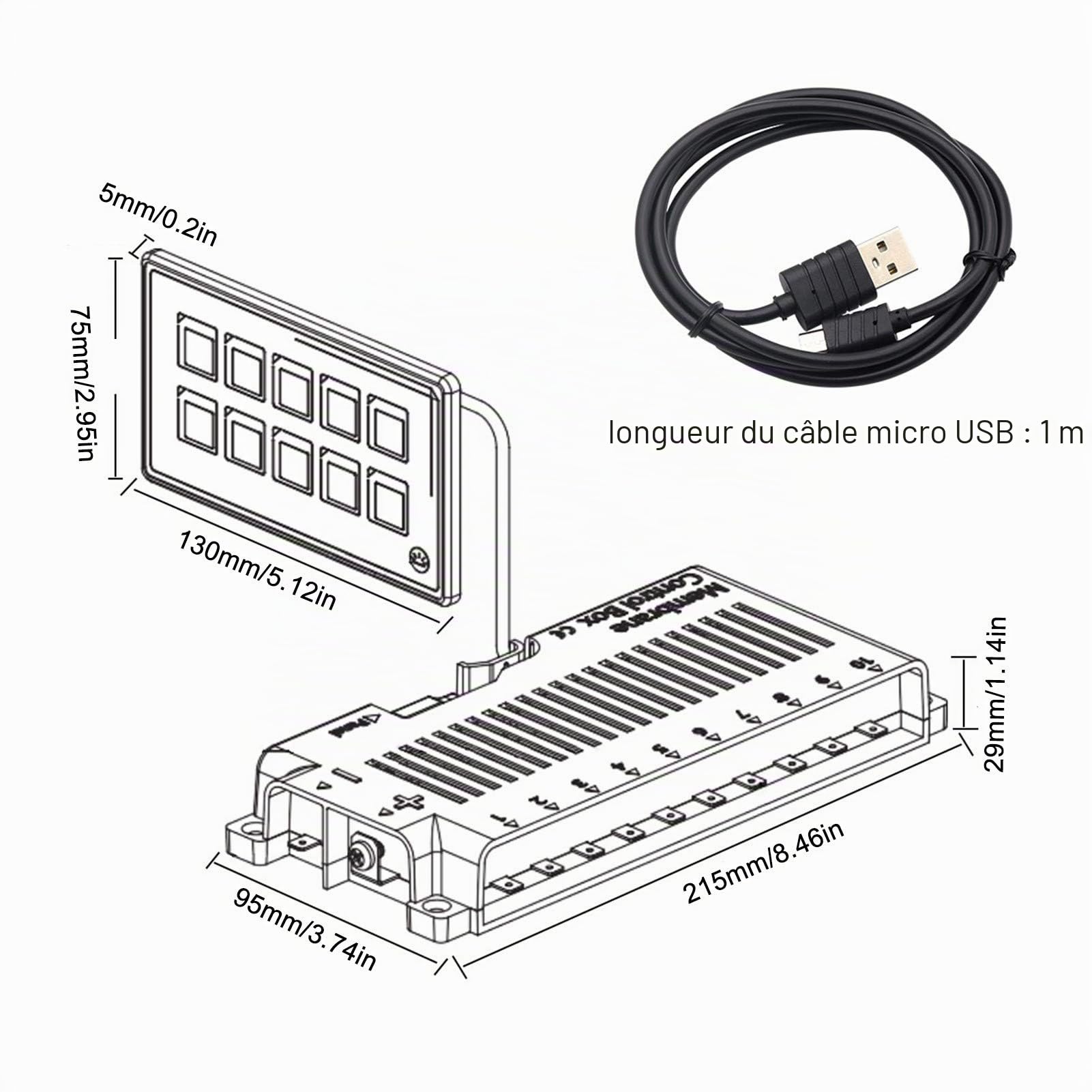 Panneau de Commutateur de Commande, Panneau de Commutateur de Commande à Membrane 10P Contrôle D'application Bluetooth avec Module de Rétroéclairage LED Tactile PPTC Intégré pour Bateau de Camping-car
