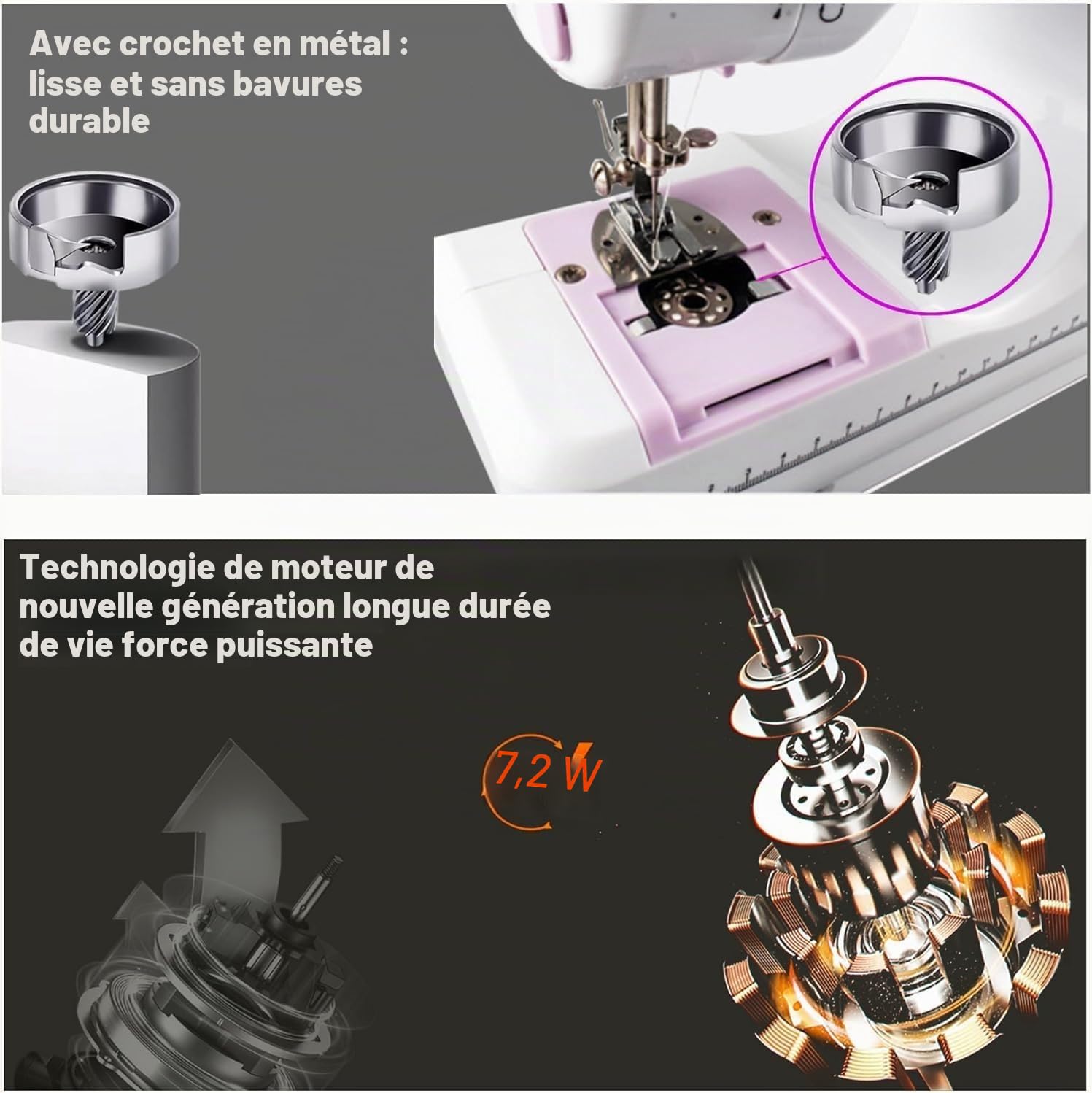 MARIG Machine à coudre pour débutants et enfants, machine à coudre à pédale, 12 points intégrés, manuel en 5 langues,