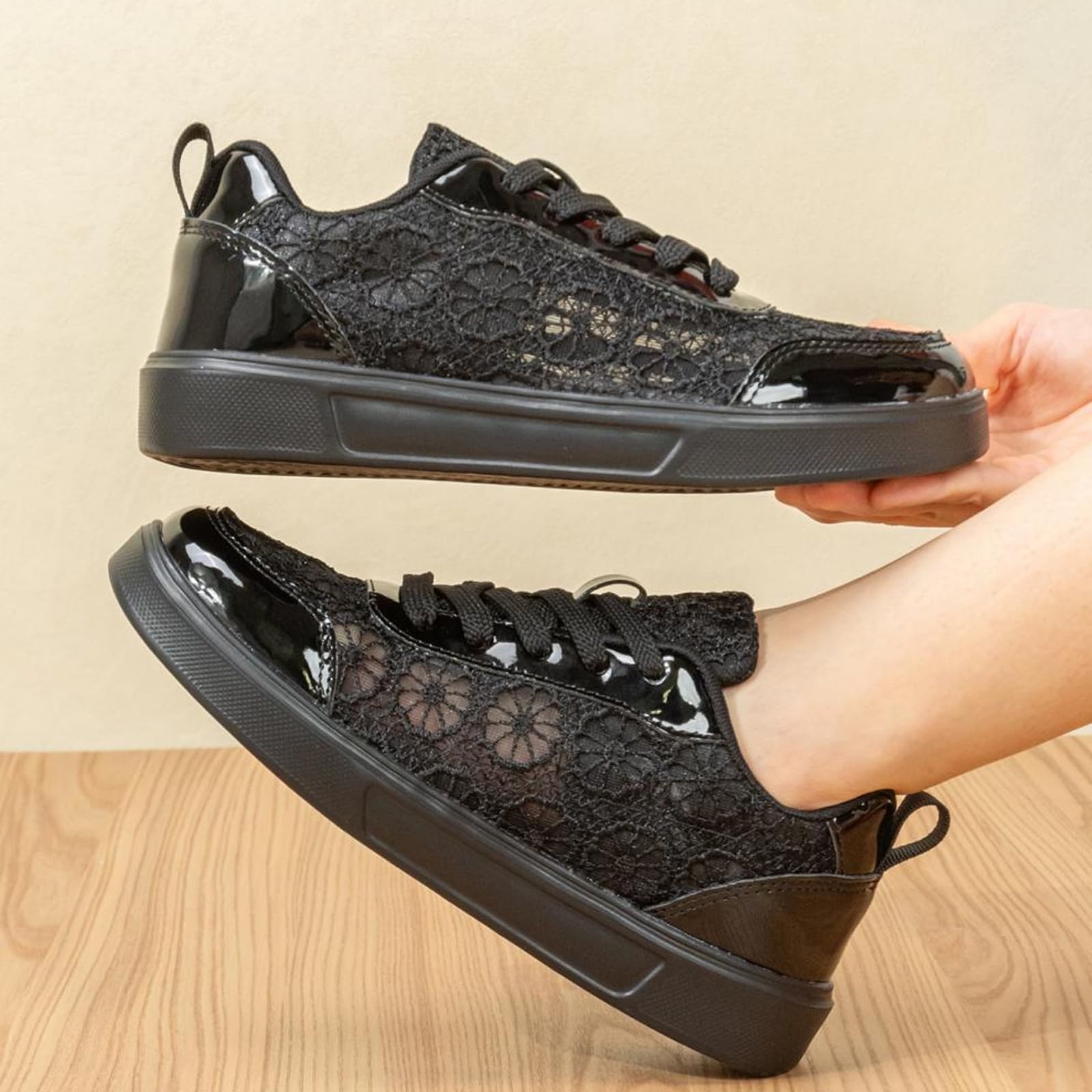Atmungsaktive und leichte Damen-Sneaker mit Spitze, rutschfeste Sportschuhe, Sommer, bequeme weiche Sohle, Slip-On-Mesh-Orthopädische Walking-Sneaker