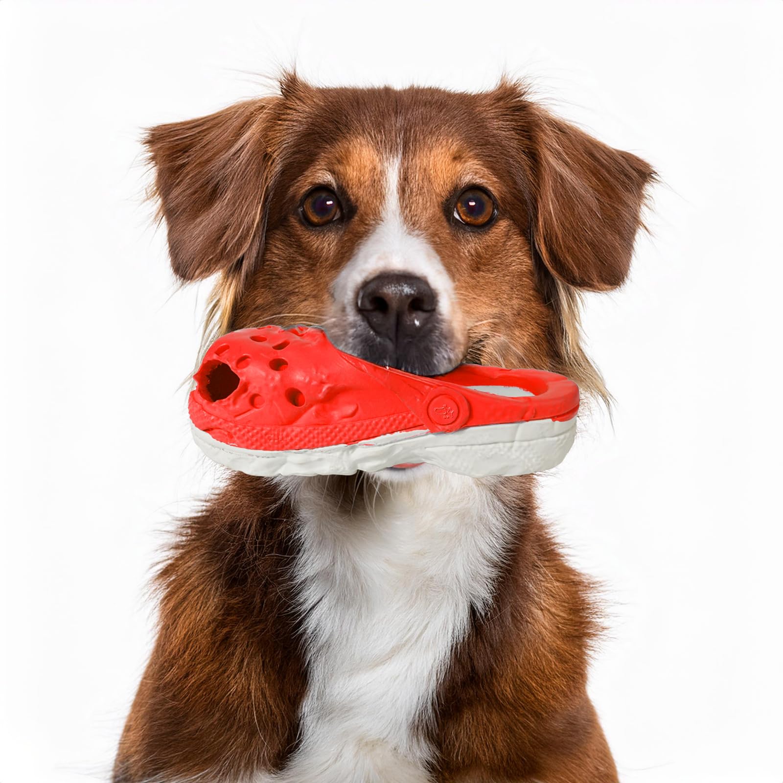 Durable Rubber Slipper Toy Interactive Puppy Toys Aggressive Chewers Small Meduium Breed,Dog Tough Toys for Pet Training and Cleaning Teeth,Indestructible Dog Toys for Aggressive Chewers (Slipper-Red)