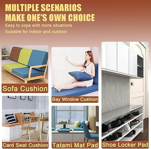 Miniatura 5 de Cojín de banco de tamaño personalizado, almohadillas de banco antideslizantes de tamaño personalizado, cojín de ventana de bahía para interiores,