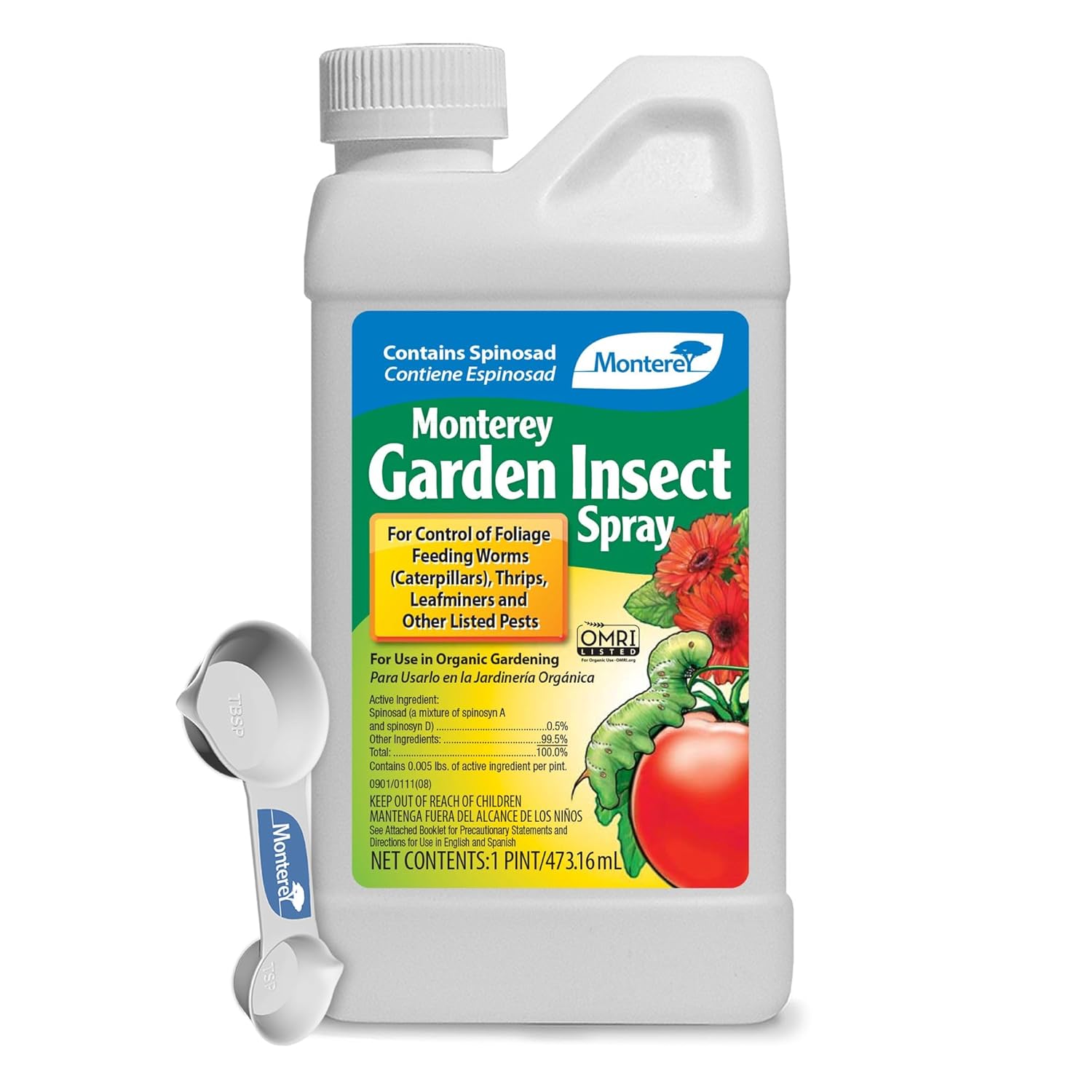 Monterey Garden Insect Spray Bundled with Measuring Spoon- Organic Insect Control - Pint Concentrate - 16 oz
