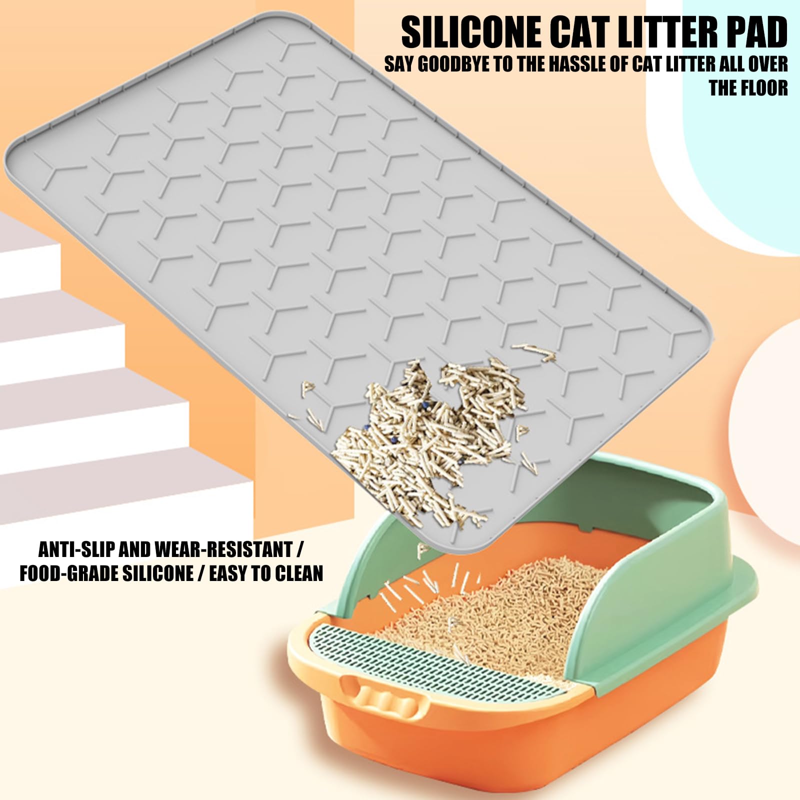 Générique Tapis de litière antidérapant pour Chats, Protection Contre Les déversements d ' Aliments pour Animaux de Compagnie, Facile à Nettoyer, Tapis de Multifonctionnel pour Maisons, Alimentation