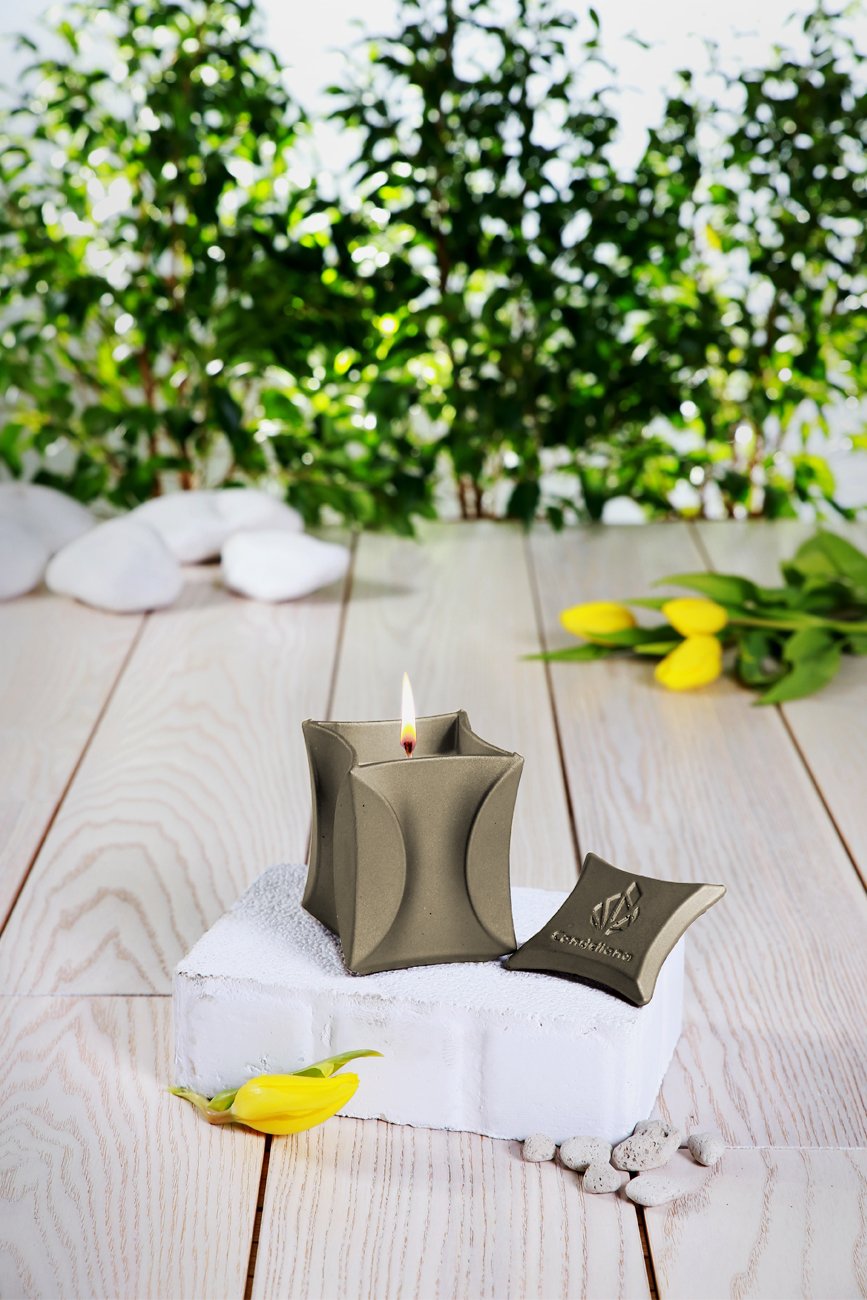 Candellana Candles Candlefort Concrete Candle-Poly I-Dark Blue, Scent: for Him