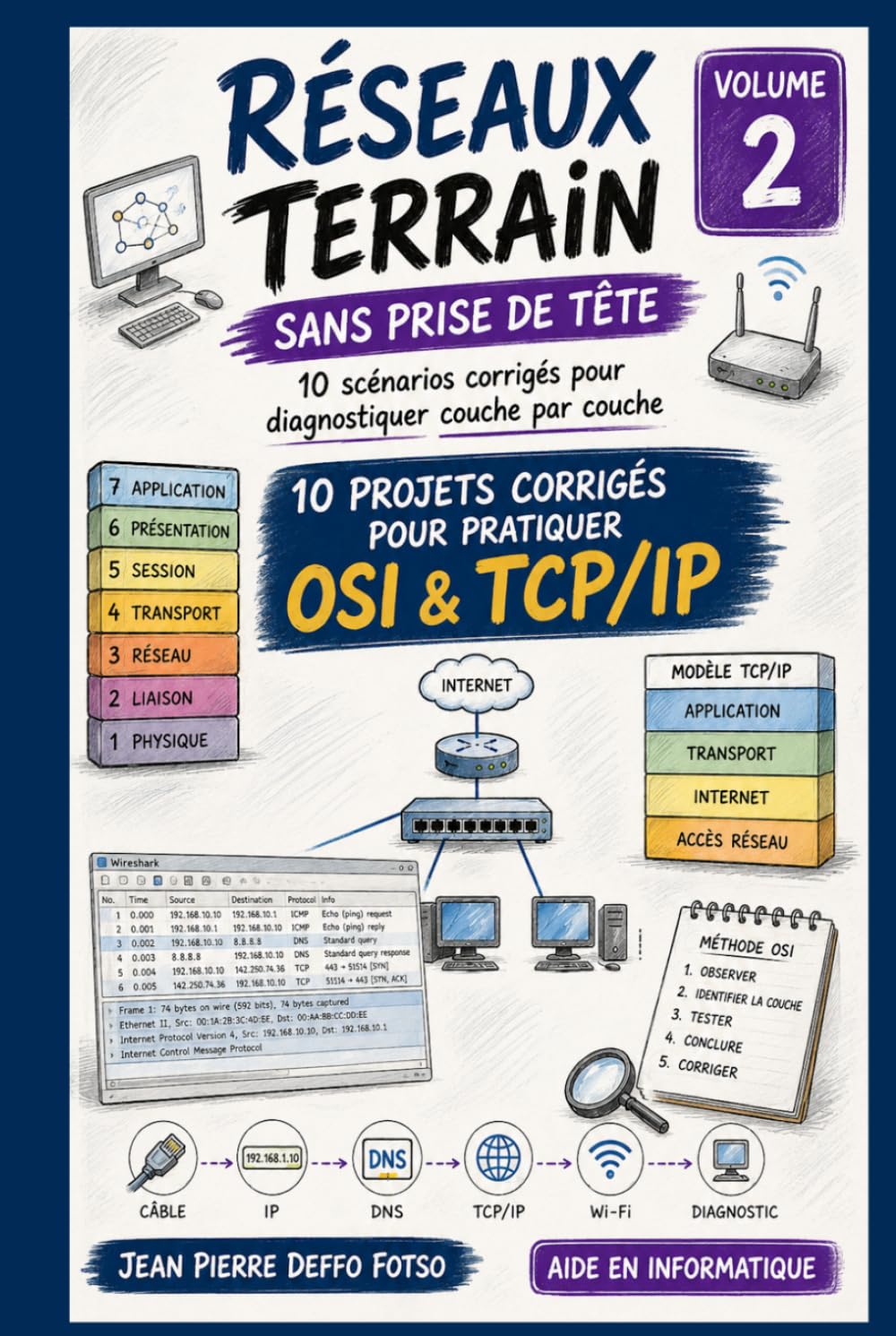 Réseaux Terrain Sans Prise de Tête Volume 2 (EDITION COULEUR): 10 projets corrigés pour pratiquer OSI & TCP/IP (Admin Réseaux Sans Prise de Tête De Junior à Senior)