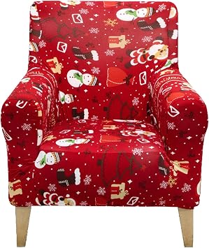 Christmas Banquet Armchair Slipcover Christmas Printed Chair Covers Soft Arm Chair Cover Armchair Sofa Covers Stretch Chair Cover Furniture Protector for Living Room B
