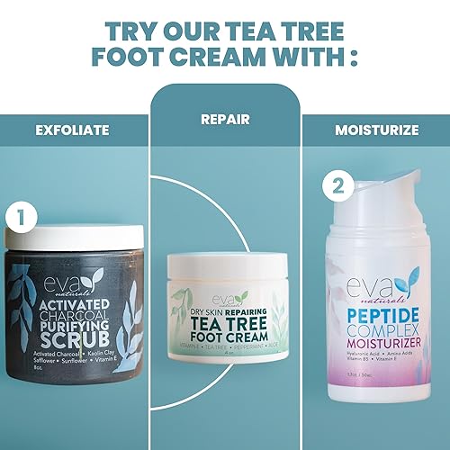 Miniatura 9 de Eva Naturals Crema de pies de árbol de té - Loción para pies con menta, mentol y menta verde - Tratamiento calmante para pies para talones y pies