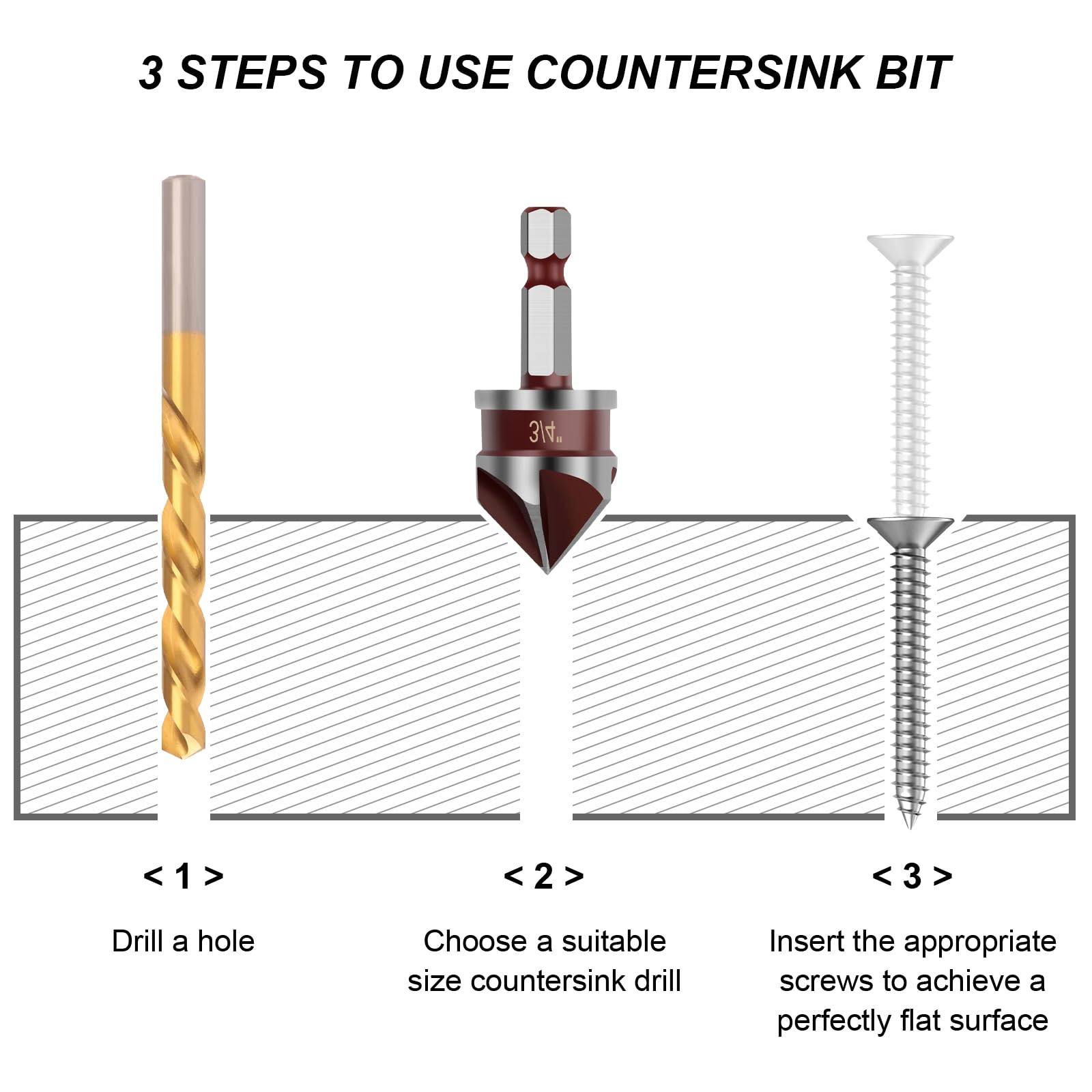 Countersink Drill Bit Set - 5 Piece HSS -5
