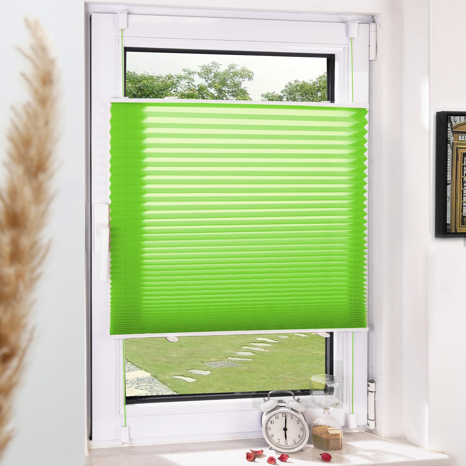Plissee ohne Bohren Klemmfix Plissees lichtdurchlässig Blickdicht Jalousien ohne Bohren Fensterrollo Sonnenschutz Sichtschutz Easyfix Rollos für Fenster