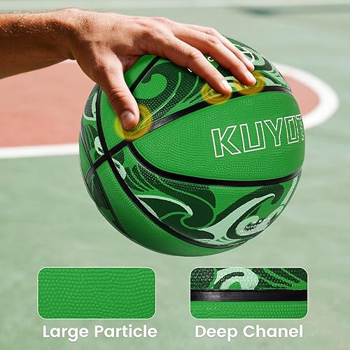 Miniatura 5 de KUYOTQ Baloncesto para niños pequeños, jóvenes y adultos (3  7) - Baloncesto grueso de goma o cuero, pequeño, suave al tacto y al aire libre,