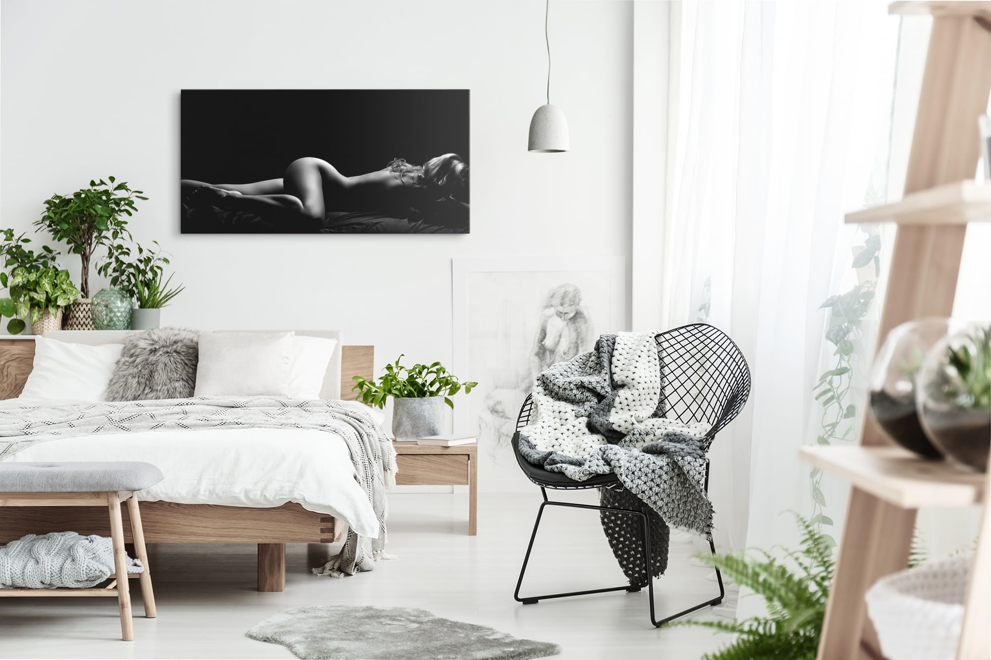 Sinus Art Wandbild 120x60cm - Abstrakte Welle In Schwarz, Weiß & Gold