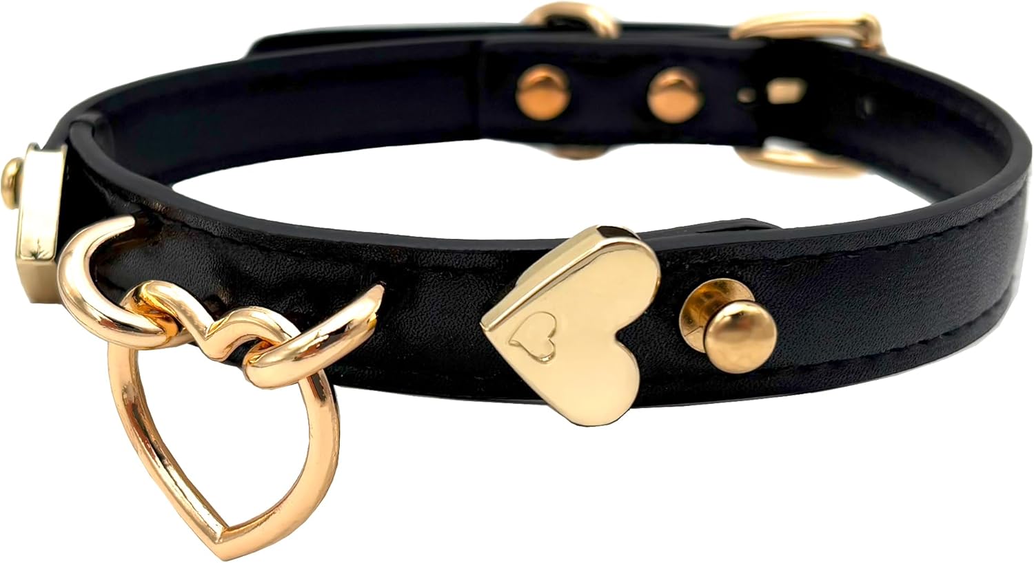 Handmade Leather O-Ring Choker Necklace for Women - Adjustable Punk Gothic Collar with Gold-Tone Accents - Image 3