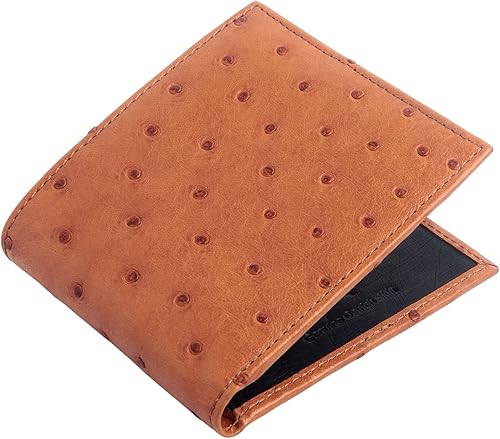 Miniatura 3 de Cartera de piel de avestruz marrón claro real