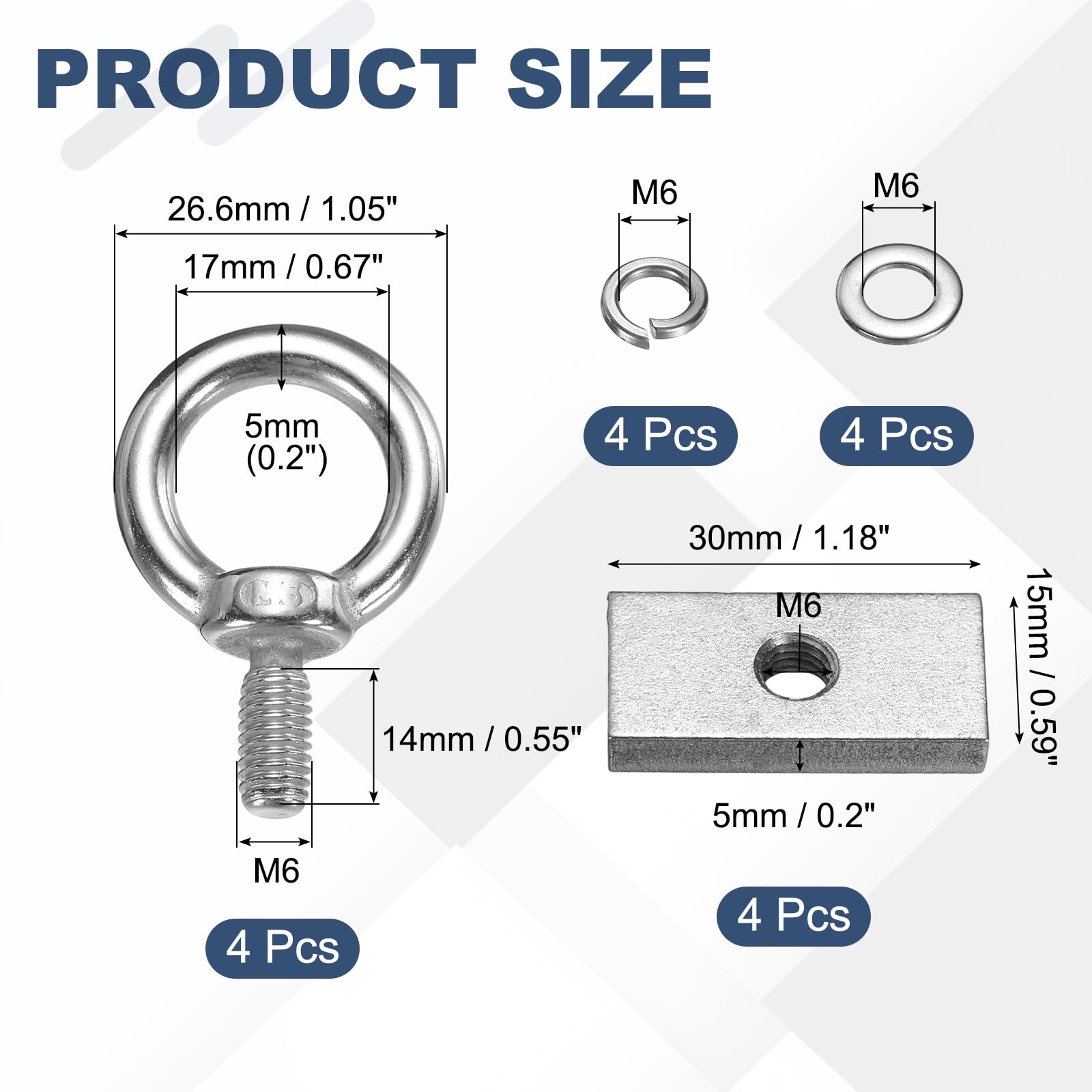 PATIKIL M6 x 14mm Eye Bolt Set - Image 2