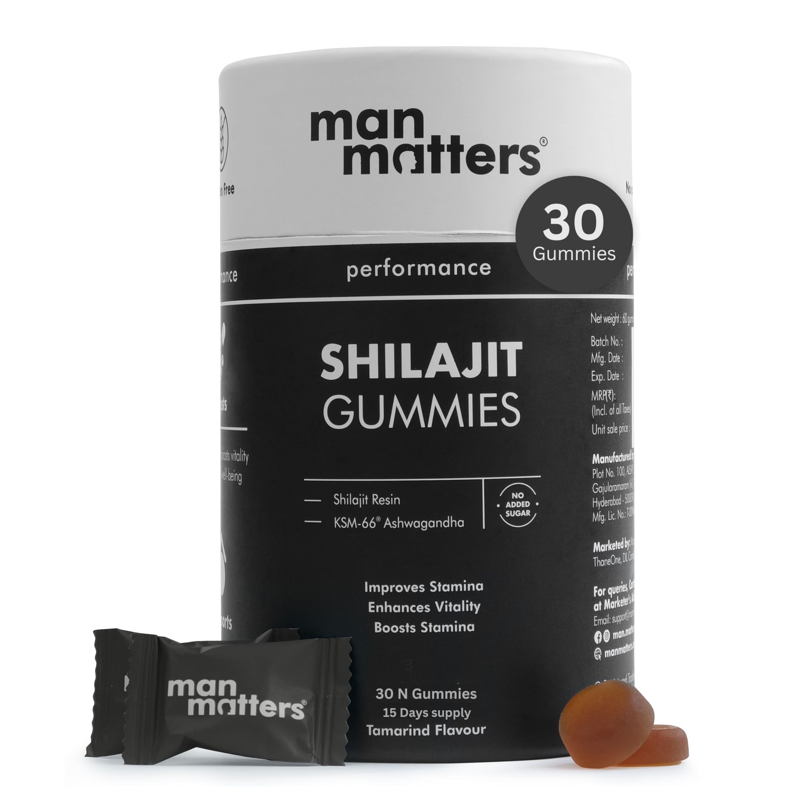 Man Matters Pure Himalayan Shilajit Gummies with KSM 66 Ashwagandha | Boosts Stamina, Strength & Improves Energy Levels | No Added Sugar | Pack of 30 (B0D1FZTHQZ) Amazon Price History, Amazon Price Tracker