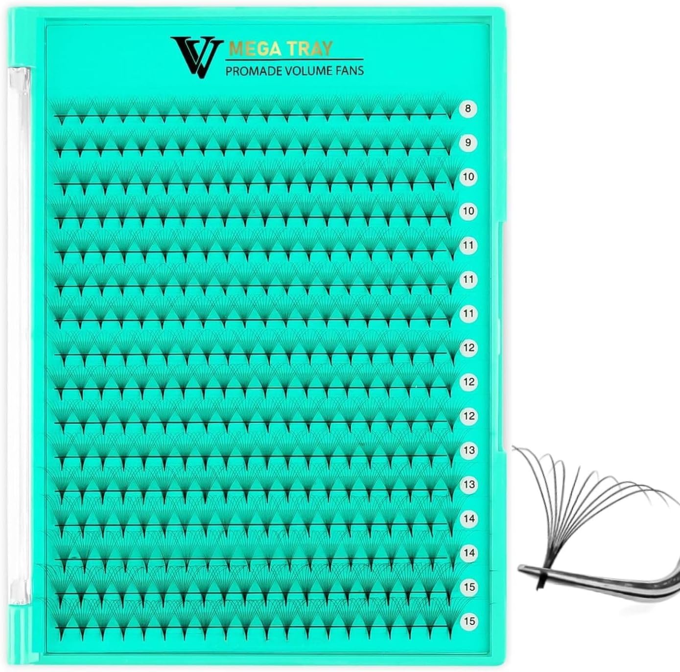 VAVALASH Premade Volume Fans Lash Extensions, Middle Stem Pre Made Russian Volume Lash Fans, 8-15mm Length,5D-30D,0.03-0.07 C/D Curl Available (320 Fans-10D-0.05-D-8-15mm)