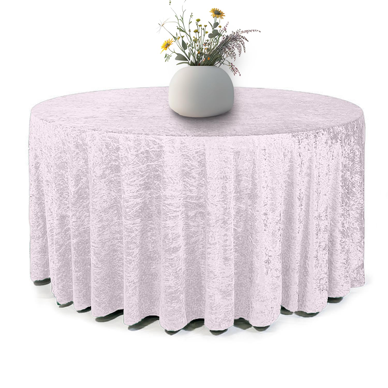 Elegant Event Essentials - Round Crushed Velvet Table Cover - Table Cloth For Wedding Events, Banquet, Kitchen, Birthday, Dinner Party - Soft Fabric - Wrinkle-Resistant - Pink - 70 Inch (178 cm)