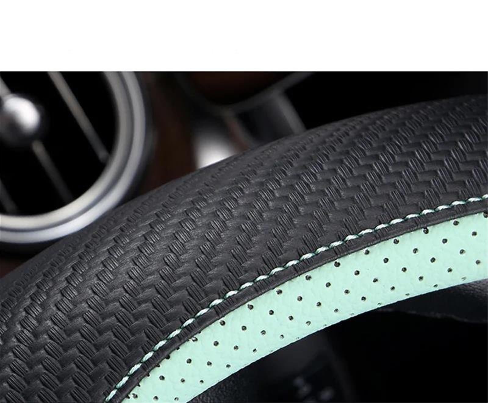 Pokrowiec na kierownicę ze skóry i włókna węglowego do Peugeot 508, 3008 GT, 4008, 5008 E (2017-2019), 2008 E (2020-2021), czerwony.