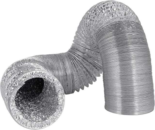 Hon&Guan Double Aluminium Foil Ventilation Ducting - 100mm Air Duct Flexible Hose for Universal Tumble Drier, Cooker Hood, Extractor Fan, Hydroponics Grow Room(100mm*2m/Silver)