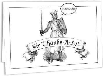 Funny Thank You Greeting Cards with Envelopes 12 Pack Sarcastic Novelty Gift Sir Thanks-A-Lot