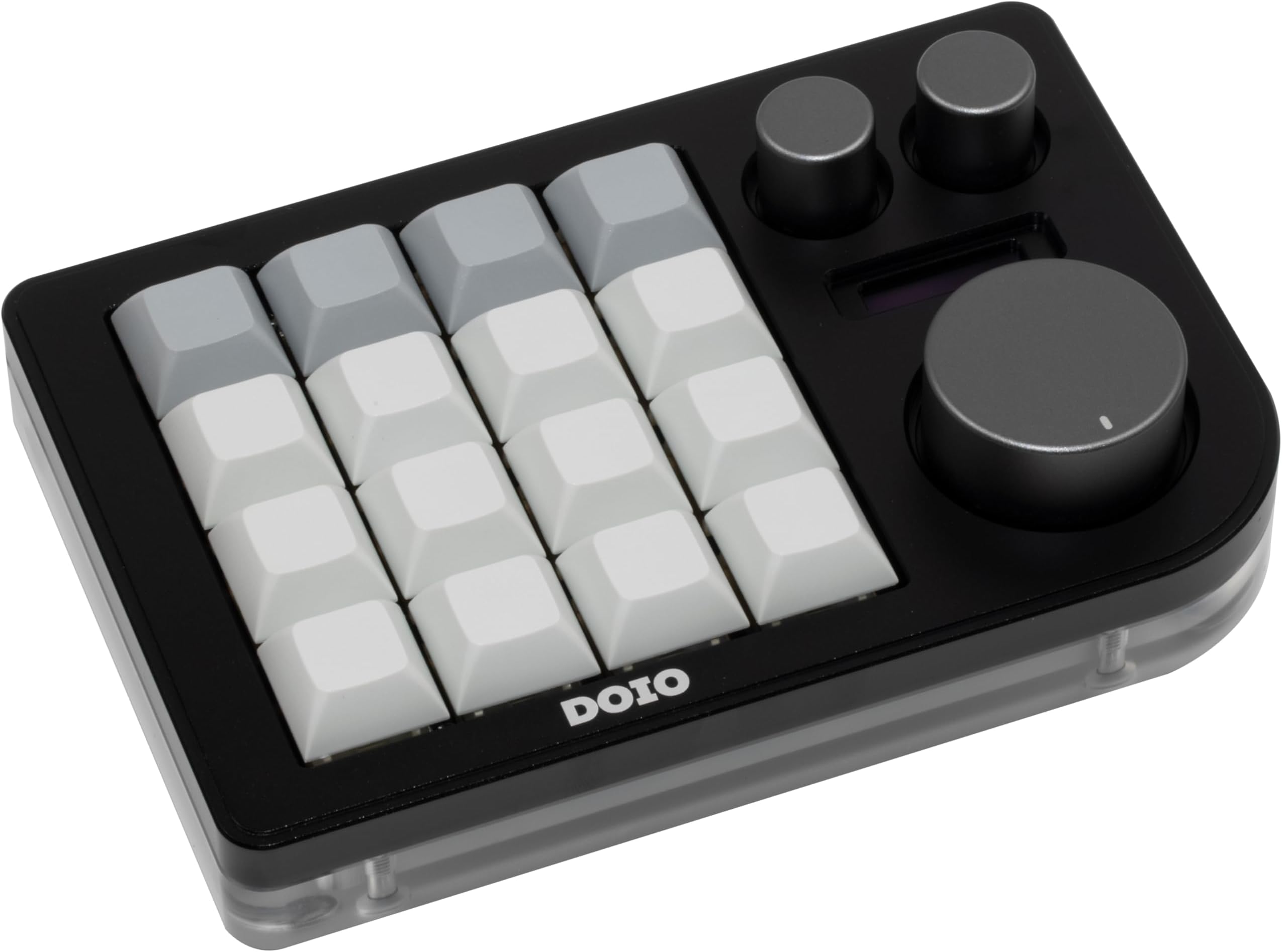 DOIO KB16 Aluminum Macro Pad Megalodon Triple Knob, VIA Compatible, Mini Keyboard for Designer (Black)