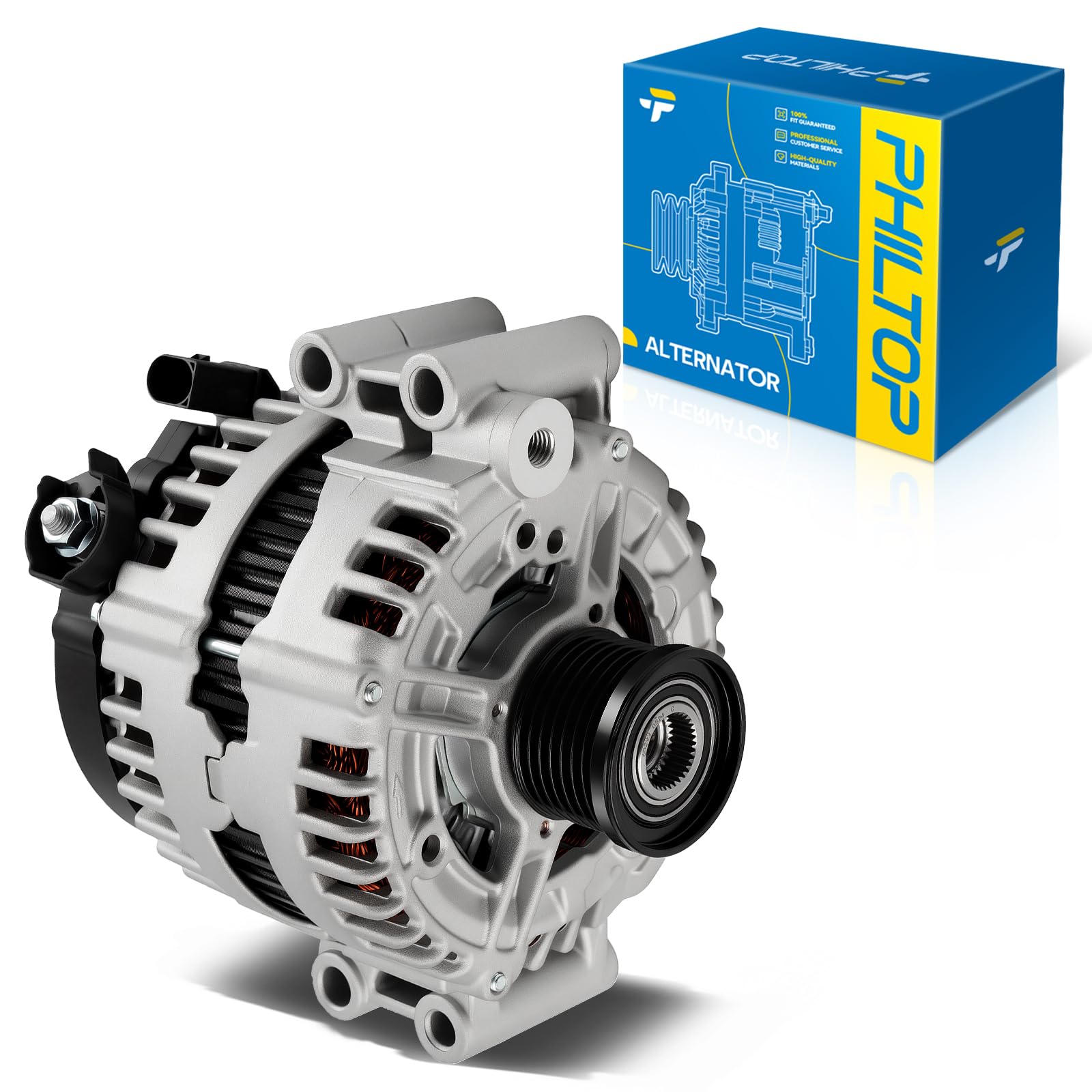 PHILTOP New 11302N Alternator Compatible with BMW, 2007-2010 335i, 2008-2010 535i, 2008 535xi, 2008-2010 135i, 2007-2008 335xi, 2011-2013 335is, 2011 1 Series M 180A Alternator Replacement