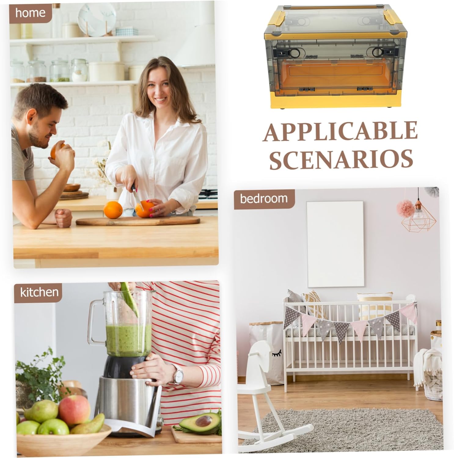 Happyyami Large Capacity Plastic Storage Box Home Office Moving Boxes Organizers and Storage