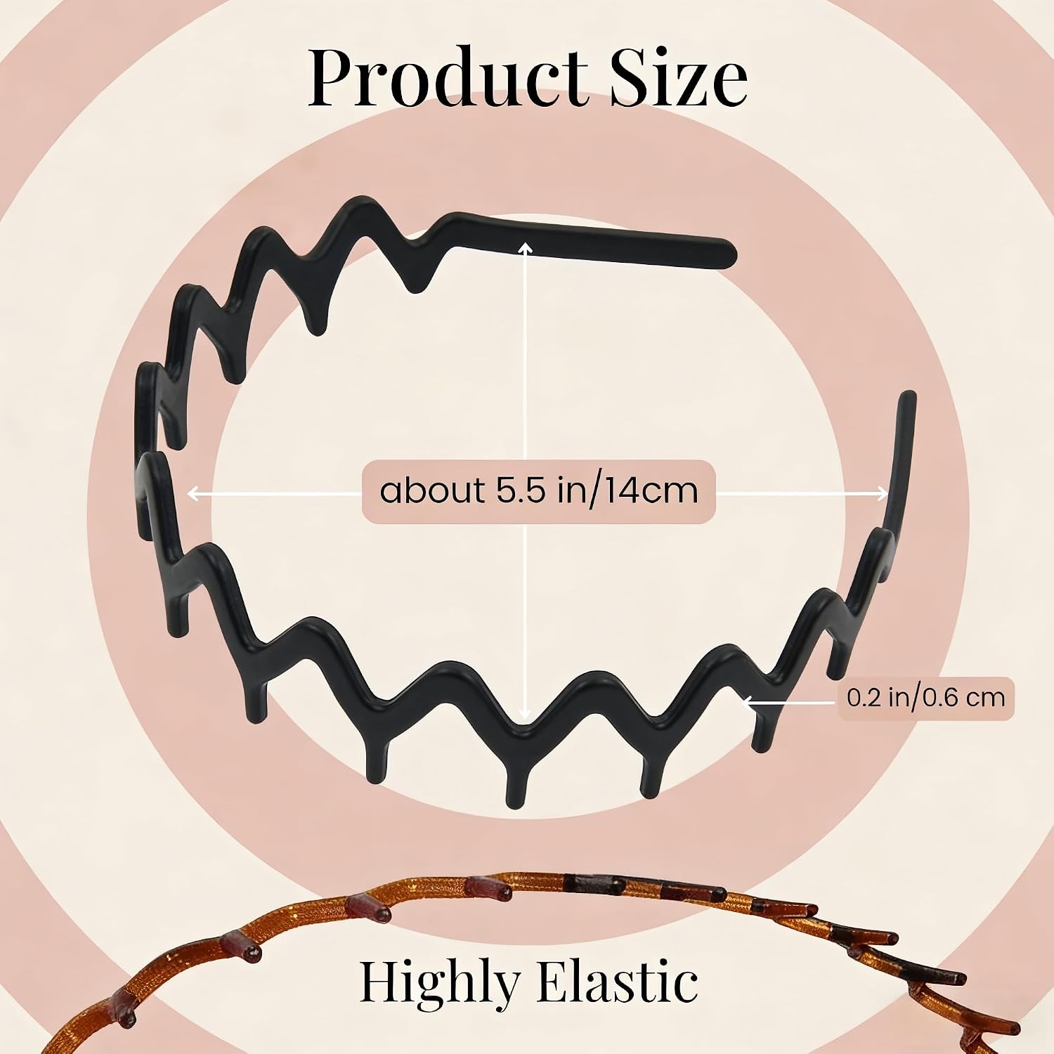 Zig Zag Headbands 4 Pack - Non Slip Wavy Comb Headband with Teeth for Slicked Back Hair - Retro Y2K Hair Accessories for Makeup Skincare - for Yoga, Gym & Daily Wear (Black) image 2