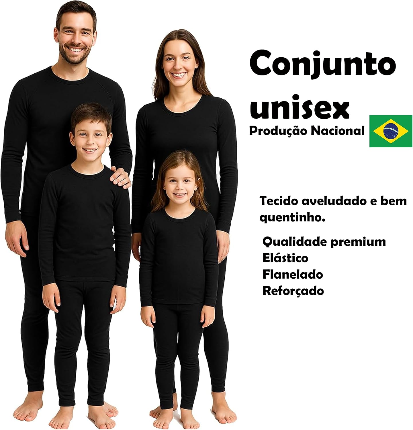 Conjunto Térmico Segunda Pele Unissex, 6 Peças, Blusa e Calça Flanelada, Gorro, Cachecol, Luvas Touch e Meias, Preto unisex Conjunto Térmico Segunda Pele Unissex, 6 Peças, Blusa e Calça Flanelada, Gorro, Cachecol, Luvas Touch e Meias, Preto unisex