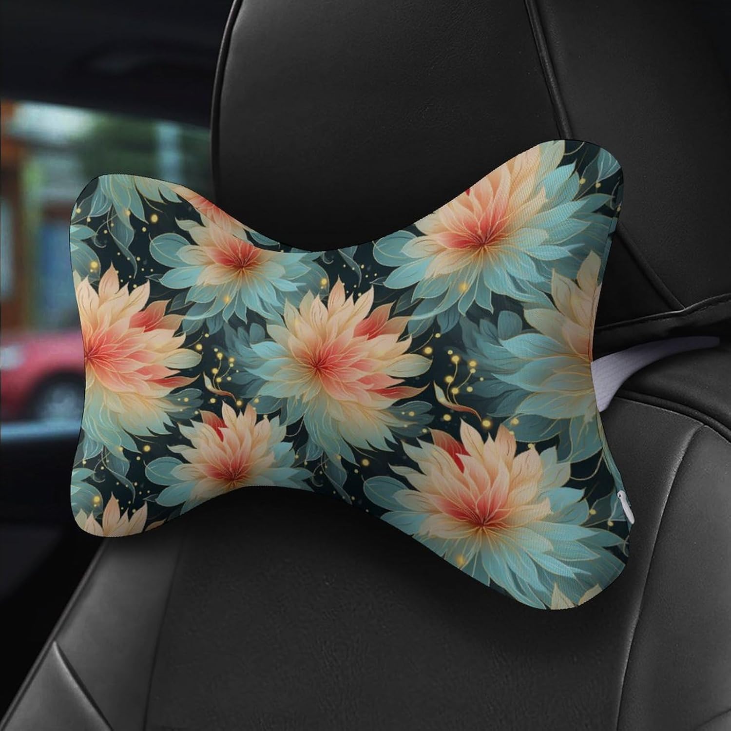 Dahlia Pinnata Flower 2 Pack Car Neck Pillow Car Headrest Soft Car Pillow for Most Cars
