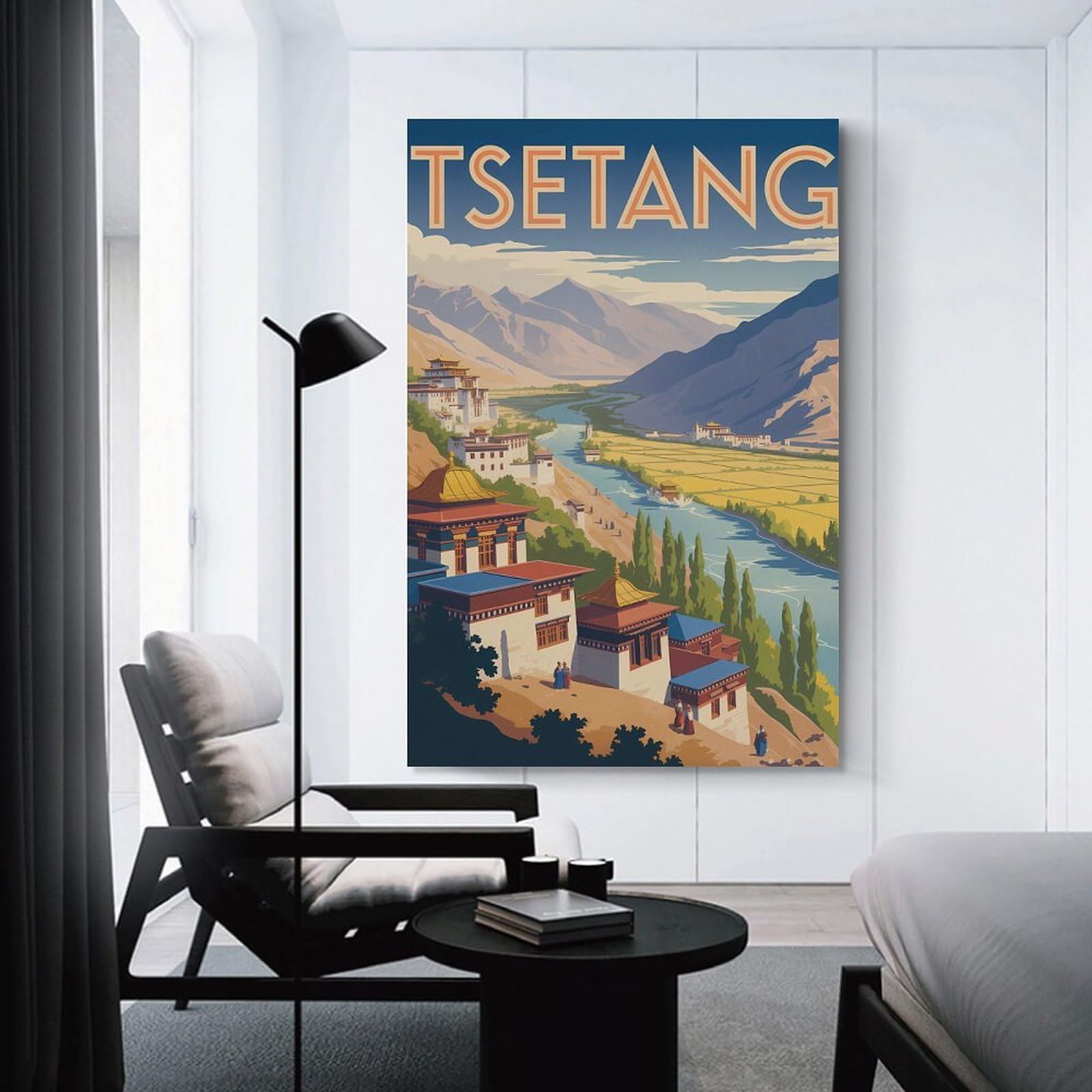 Junmoney Tsetang Travel Room Decor Wall Art 12x18inch(30x45cm), for Wall Displays, Bedrooms Or Room Updates, Ideal for Building A Coordinated Art Wall
