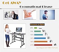 Vista 4 de AIZ Escritorio móvil de pie, escritorio ajustable para computadora portátil, carrito con ruedas, estación de trabajo para computadora en casa