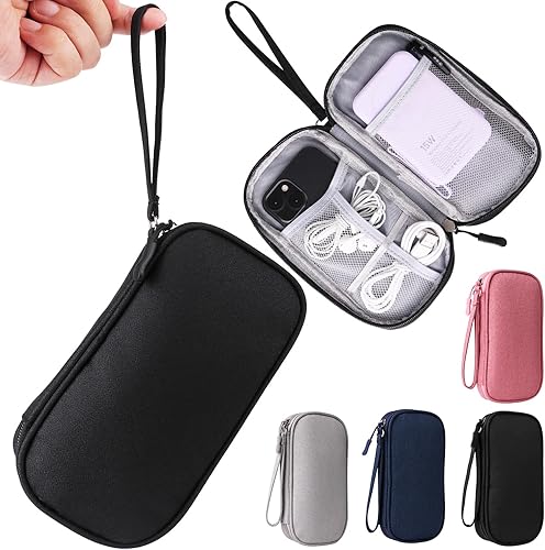 Organizador universal de cables, bolsa de accesorios electrónicos para cargador, teléfono, tarjetas de memoria y dispositivos de viaje (negro)