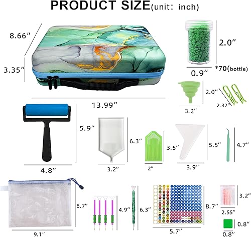 Miniatura 6 de Waykape Contenedores de almacenamiento de arte de diamantes de 70 ranuras, accesorios y herramientas de arte de diamante 5D, organizador de kits de