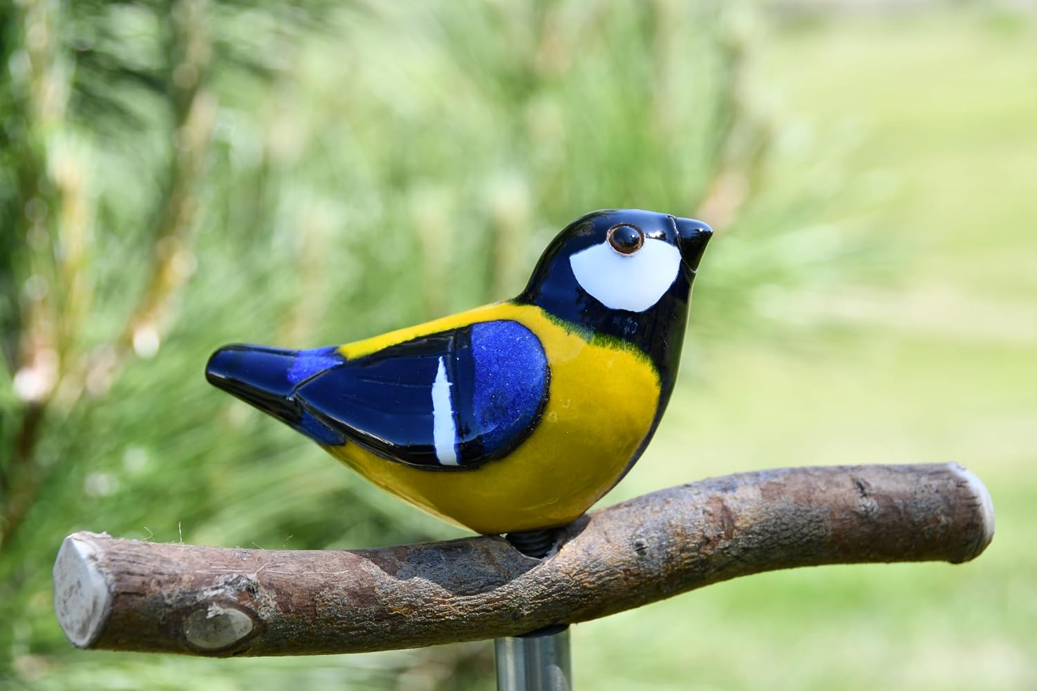 Ceramic Garden Decor - Great Tit Bird Lawn Stake - Outdoor Statue - Perfect, Unique Gifts for Gardeners Woman, Men, Yard Gifts - Handmade, Frostproof