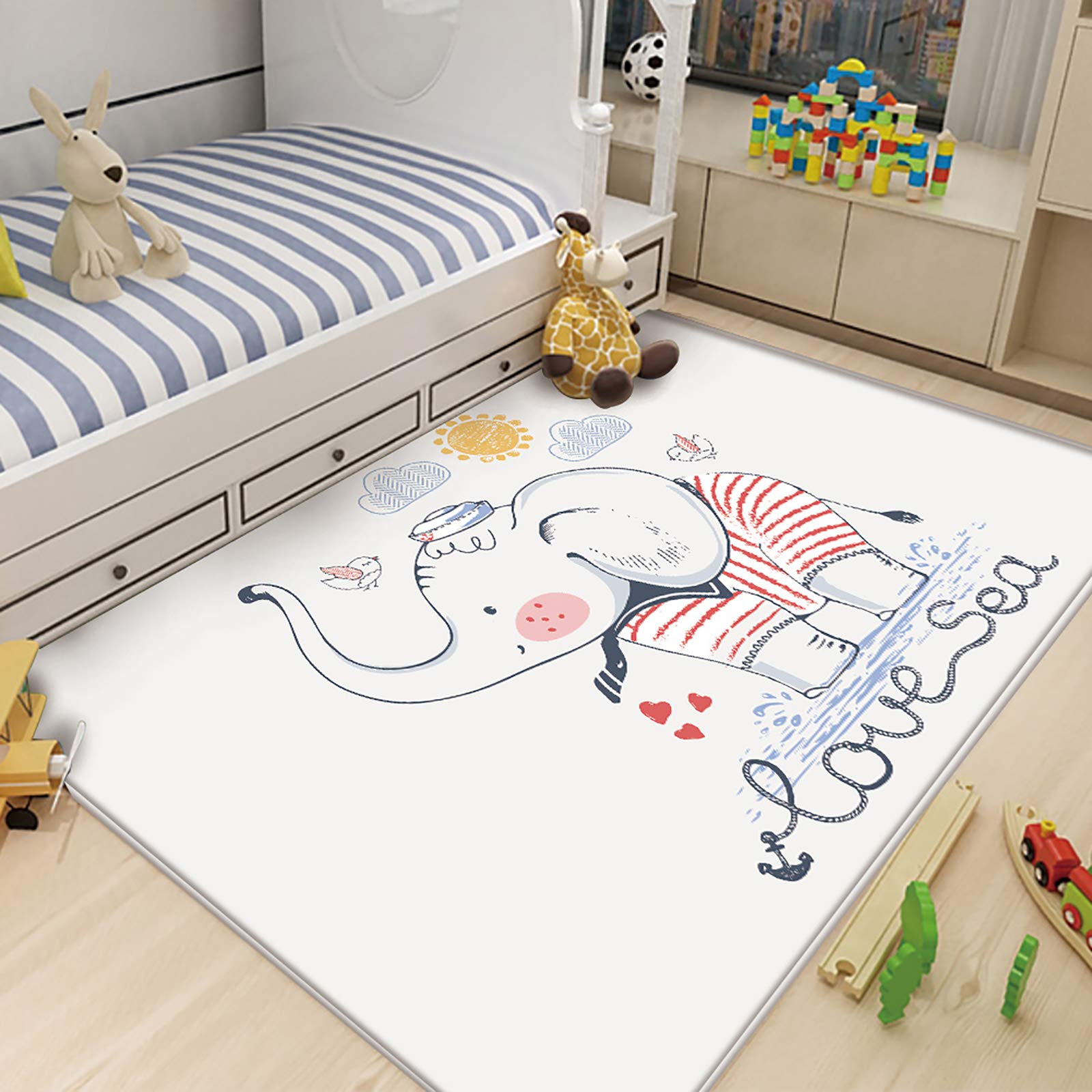 Tapis flanelle 3D doux et antidérapant avec motif animal mignon 80x120cm