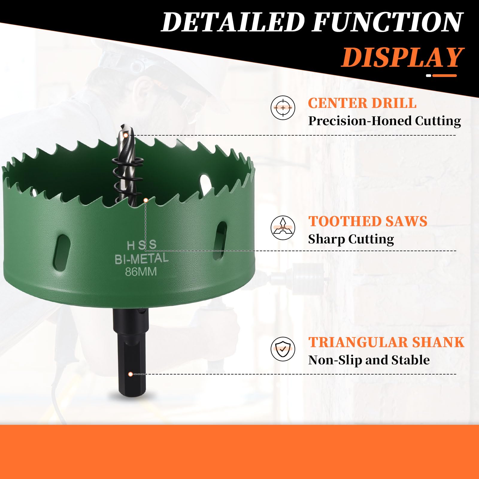 METALLIXITY Bi-Metal Hole Saw 3-3/8", M42 HSS Circular Head 86mm Hole Cutter with Center Drill Bit - Image 3