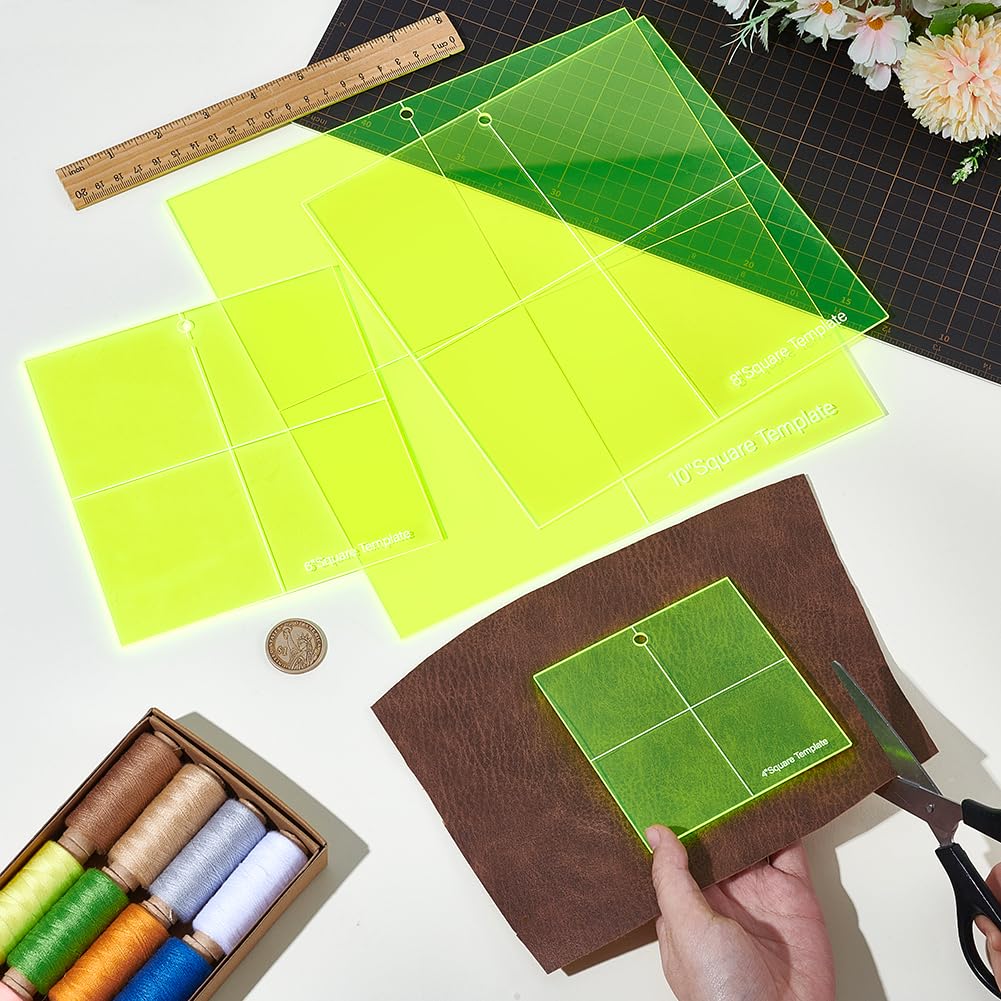 Juego de plantillas cuadradas de acrílico para acolchar, corte preciso para pasteles de capas, patchwork y edredones de larga duración, diseño antideslizante para manualidades y costura