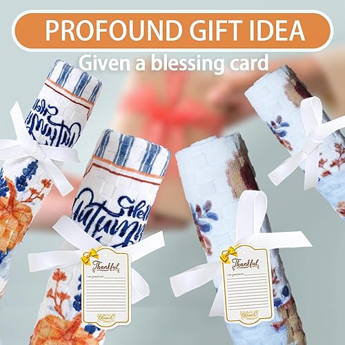 Miniatura 6 de VOOVA & MOVAS Toallas de mano para cocina, 16 x 26 pulgadas, paquete de 4 con tarjetas de regalo, algodón de primera calidad, toallas de cocina