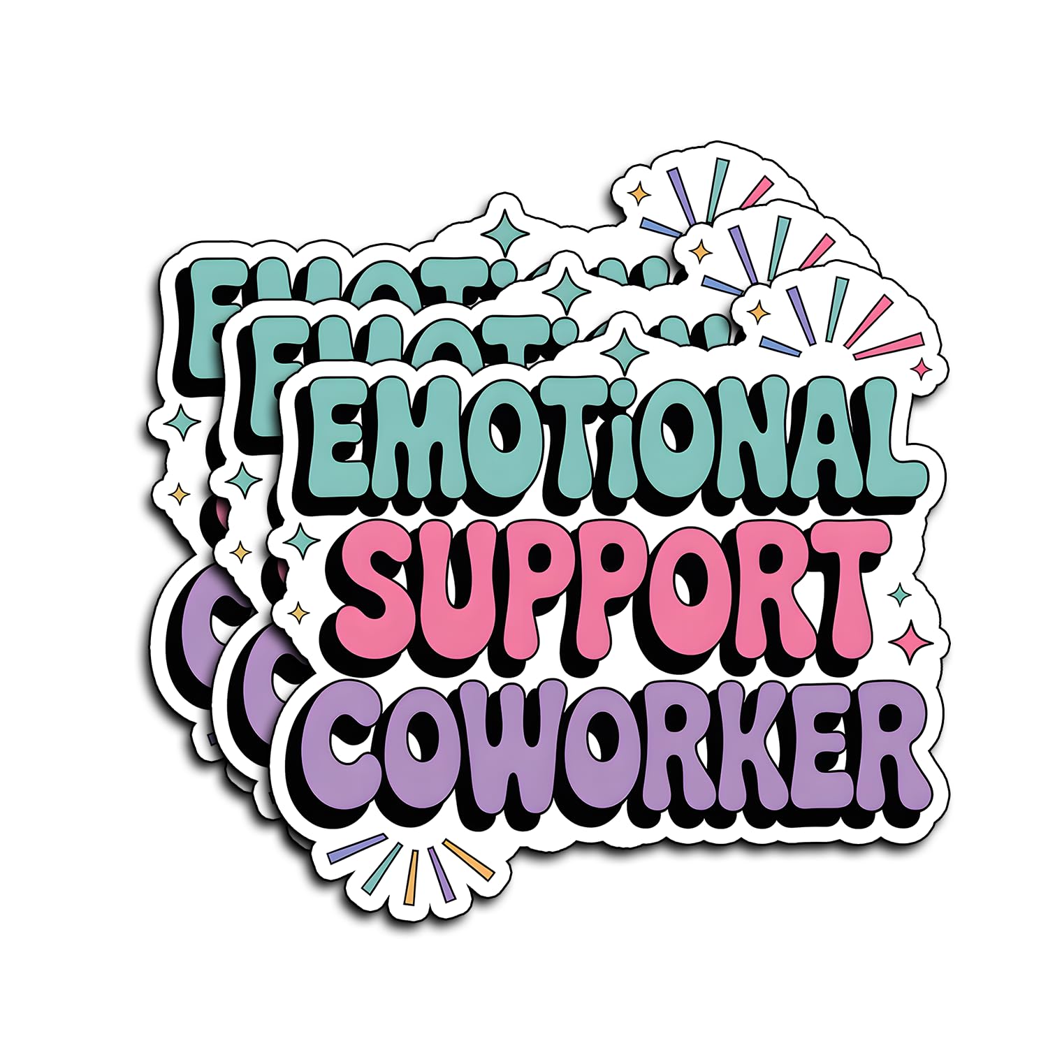 (3Pcs) Emotional Support Coworker Stickers Funny Sarcastic Quote Humor Motivational Inspirational Gifts Waterproof Vinyl Decals for Kindle Water
