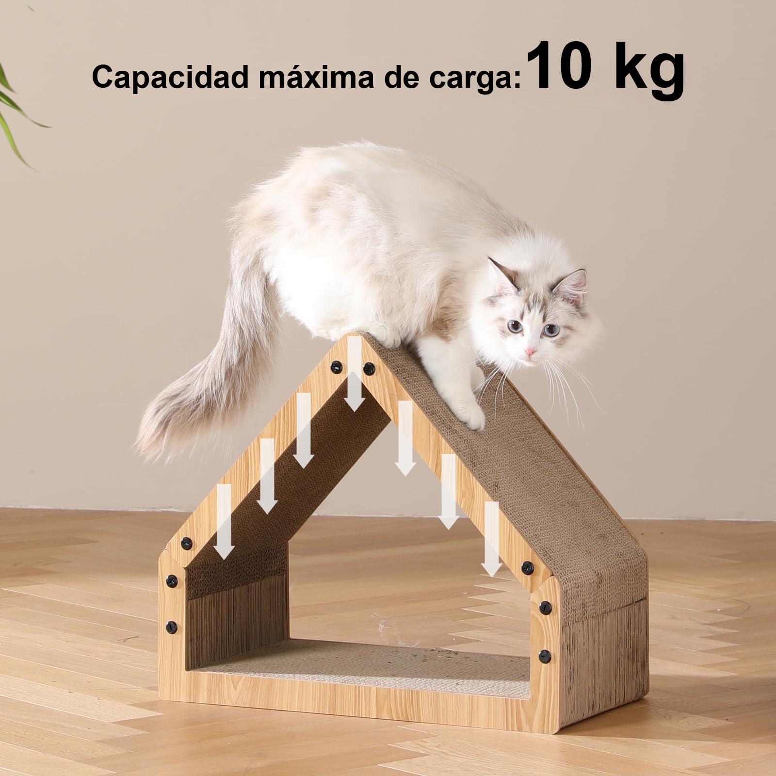 FUKUMARU Rascador para Gatos, Extra Larga 42 cm Rascador de cartón en Forma de casa para Gatos, Resistente Tabla rascadora para Gatos Hecha de Papel Corrugado, Grande