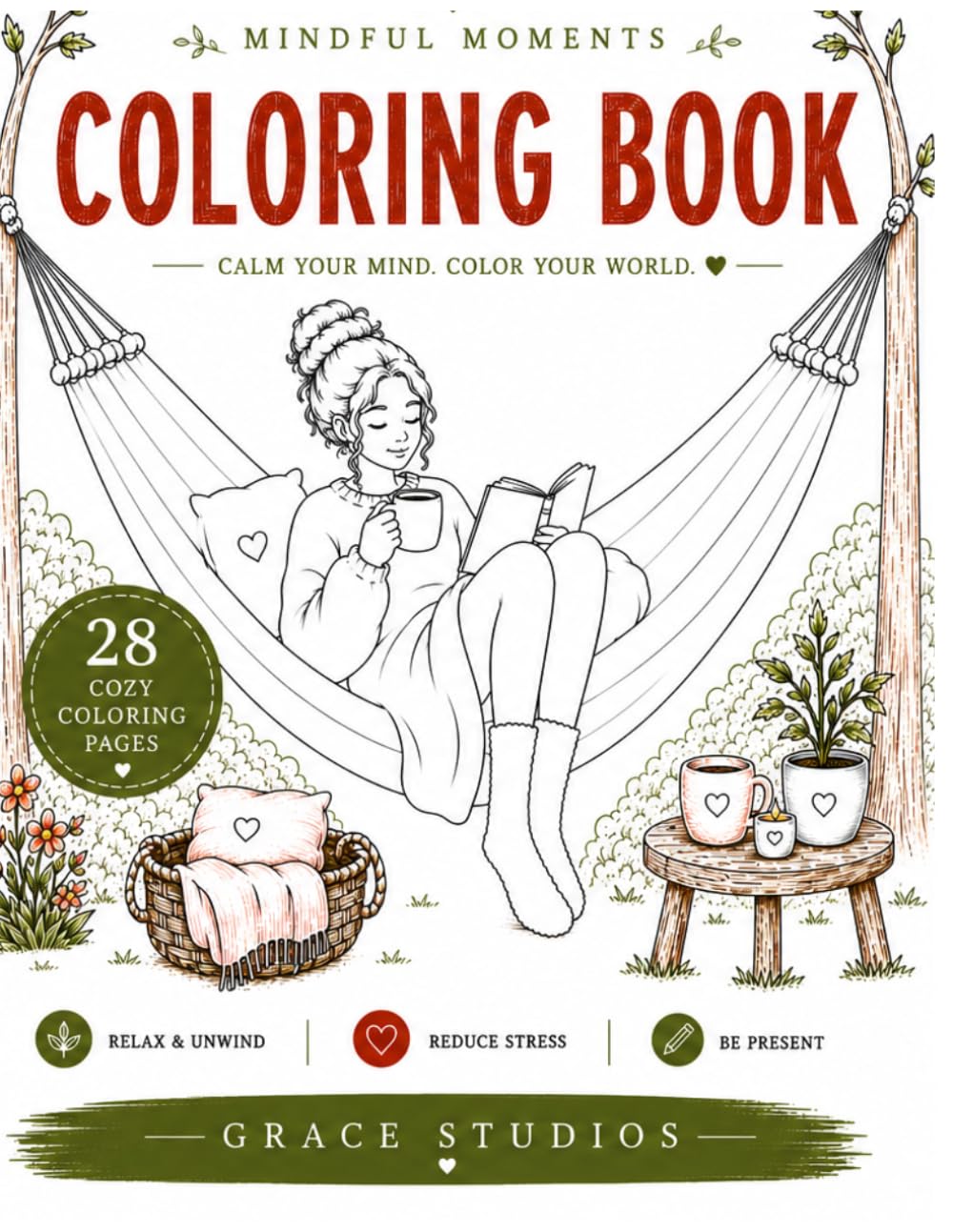 Mindful Moments: 28 Cozy Coloring Pages for Relaxation
