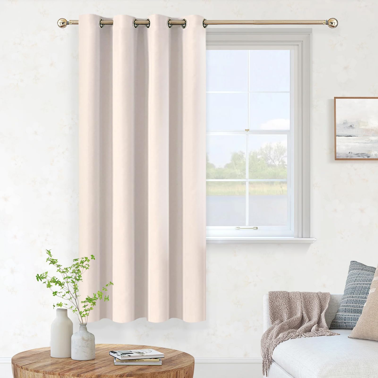 MRTREES Curtains with Eyelets, Opaque, Short, Blackout Curtain, Dusky Pink, 160 cm Long, 140 cm Wide, 1 Piece, Window Curtain, Thermal Curtains, Cold Protection for Bedroom, Children's Room — image 1