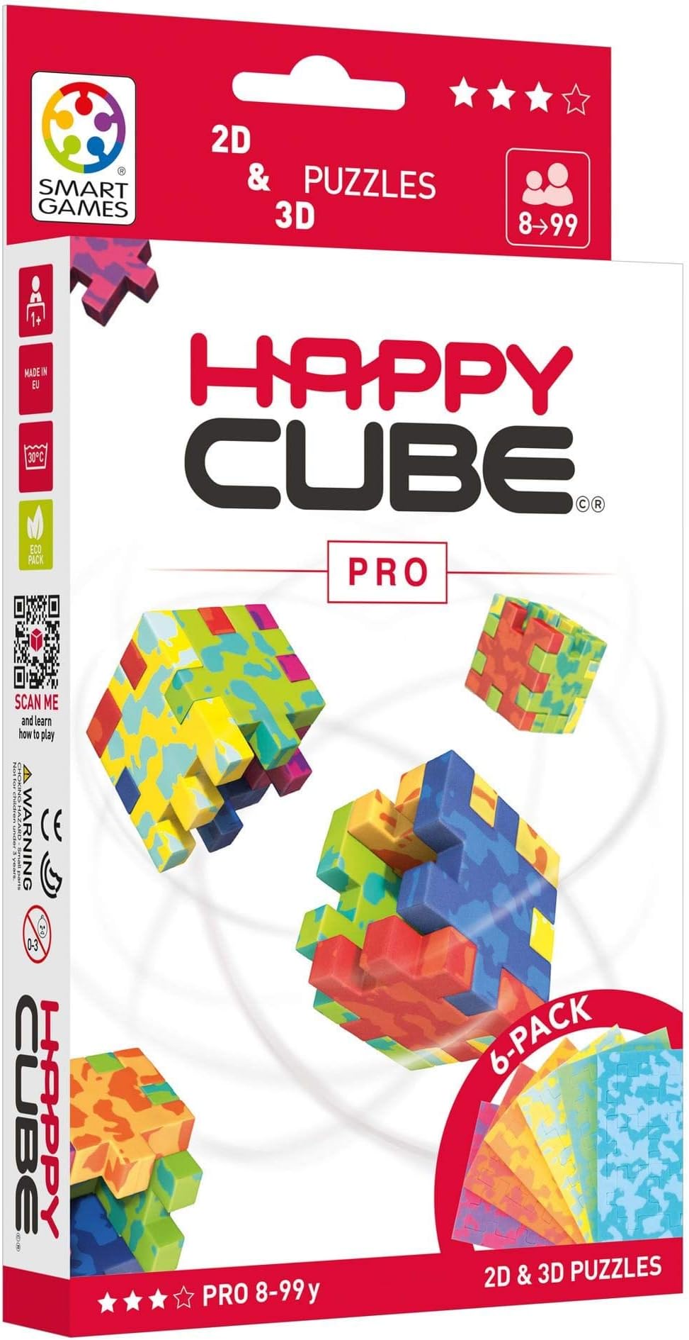 SmartGames - Happy Cube Pro, 2D and 3D Puzzles, Foam Cubes, Ages 8+