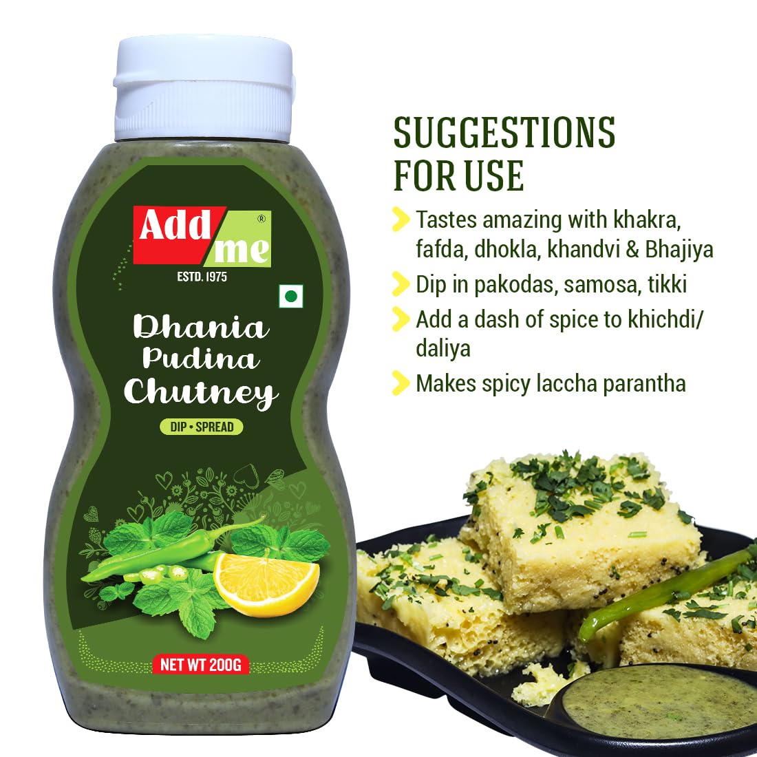 Add me Khatti Meethi Sonth 240G, Pudina Chutney 210G, Combo Pack of 2, red & green, coriander pudina chutneys, imli mango chutney 450 grams