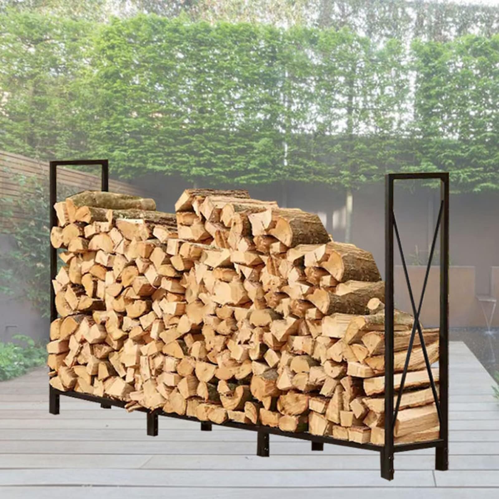 Râtelier à bûches en acier robuste résistant à la rouille pour stockage durable