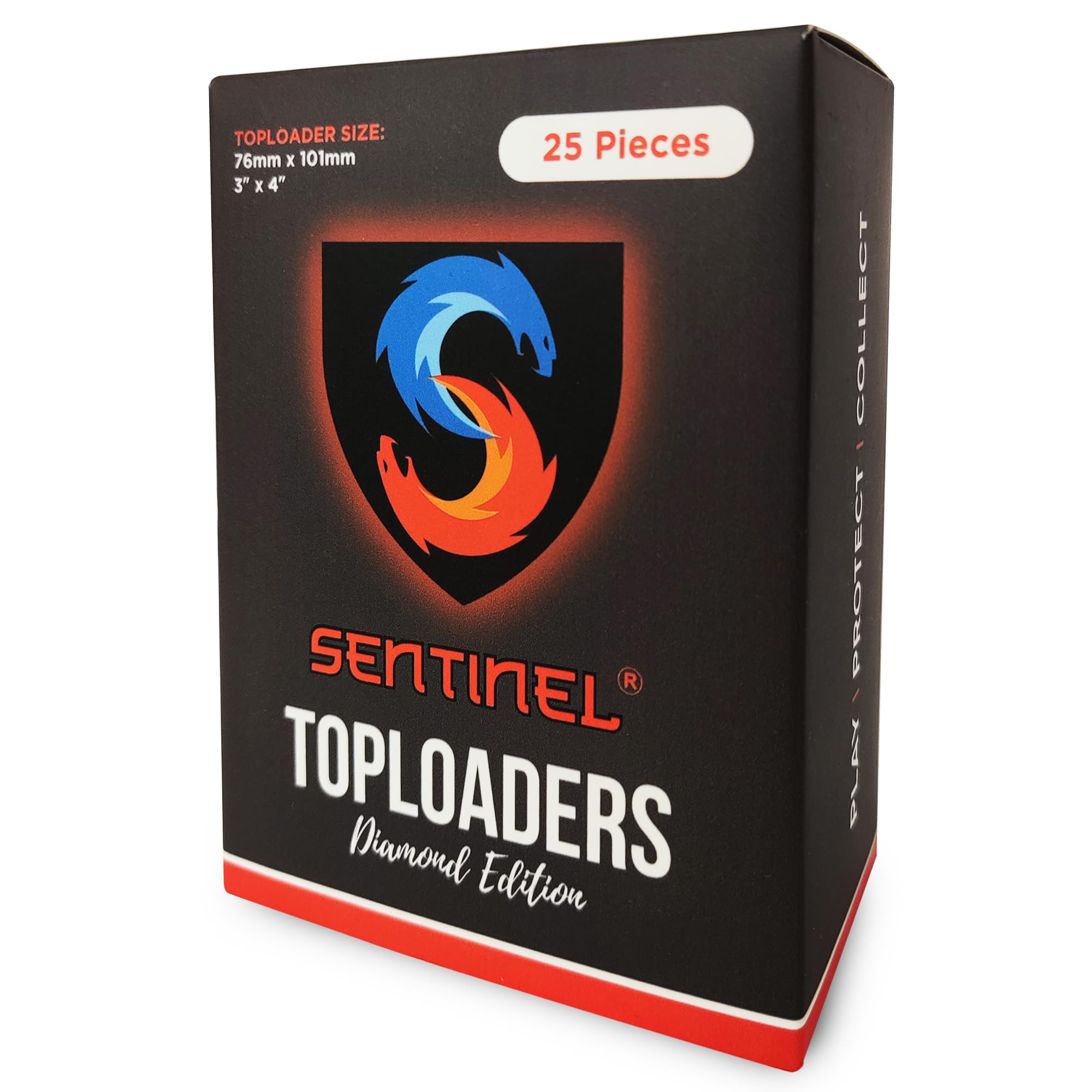 Sentinel® Top Loaders (25 Pack) - Diamond Edition - Clear Hard 35pt Rigid Card Sleeves for Trading Cards & Sports Cards – Thick Toploader Holders Compatible with TCG & CCG - YuGiOh, MTG, Kpop