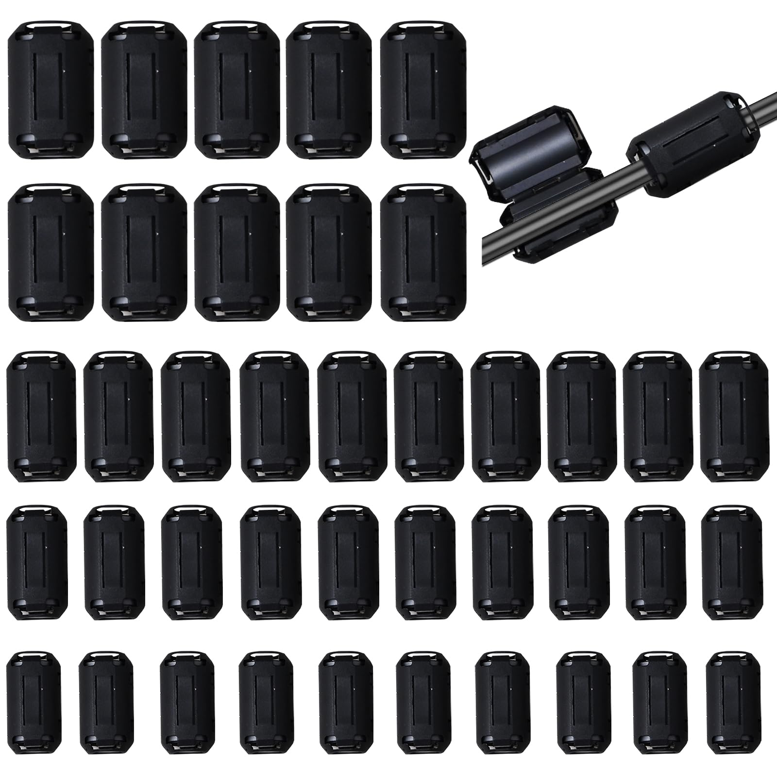 Lot De 15 Clips Ferrite Anti-Parasites - 5 Diamètres (3.5 à 13mm) - Pour Câbles USB, Audio, Alimentation - 13