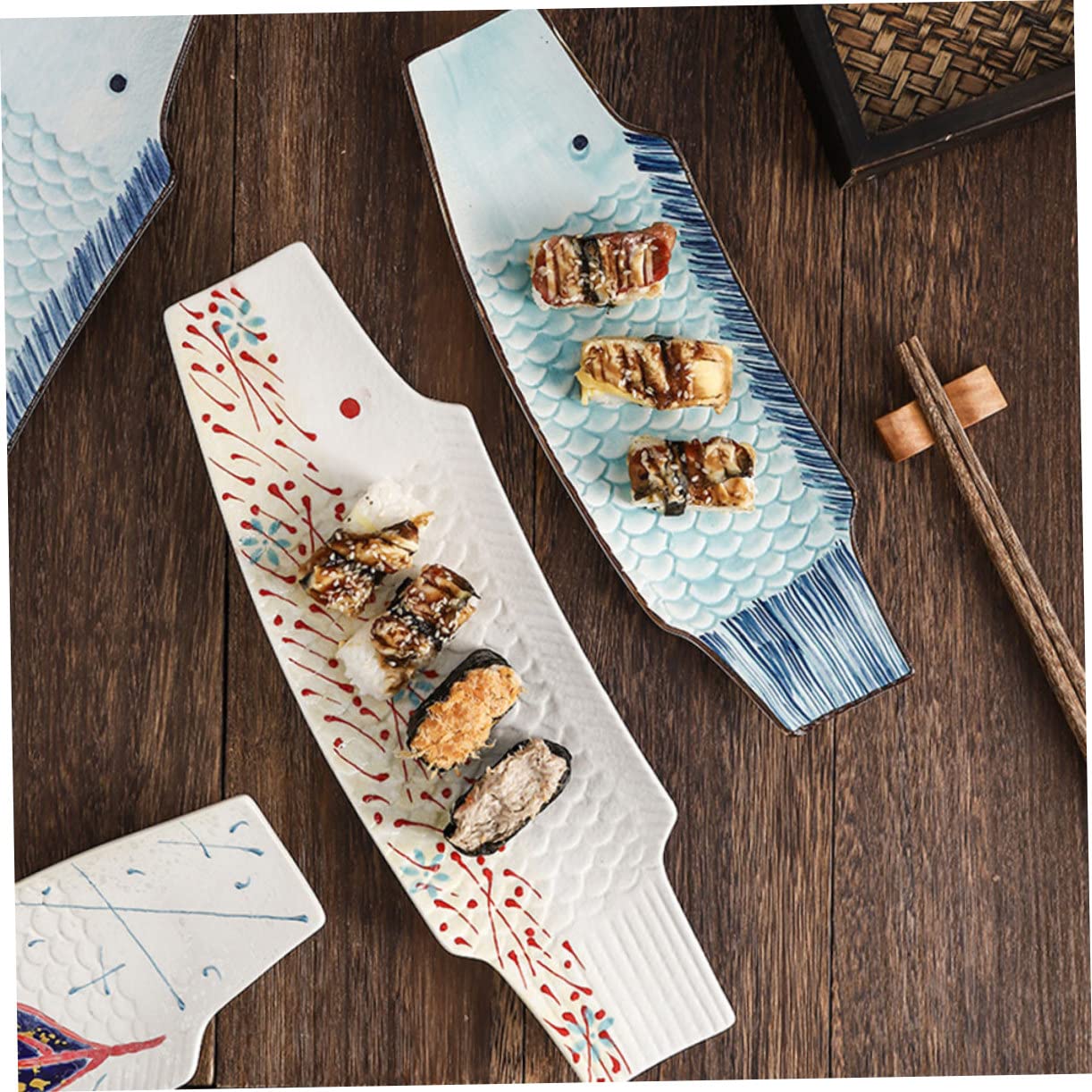 Platte Sushi Leicht Design Japanischem Elegantem mit Reinigen zu Kreative Fischförmige Keramik Dekorative Sashimi Schale für Familien und Aperitifs