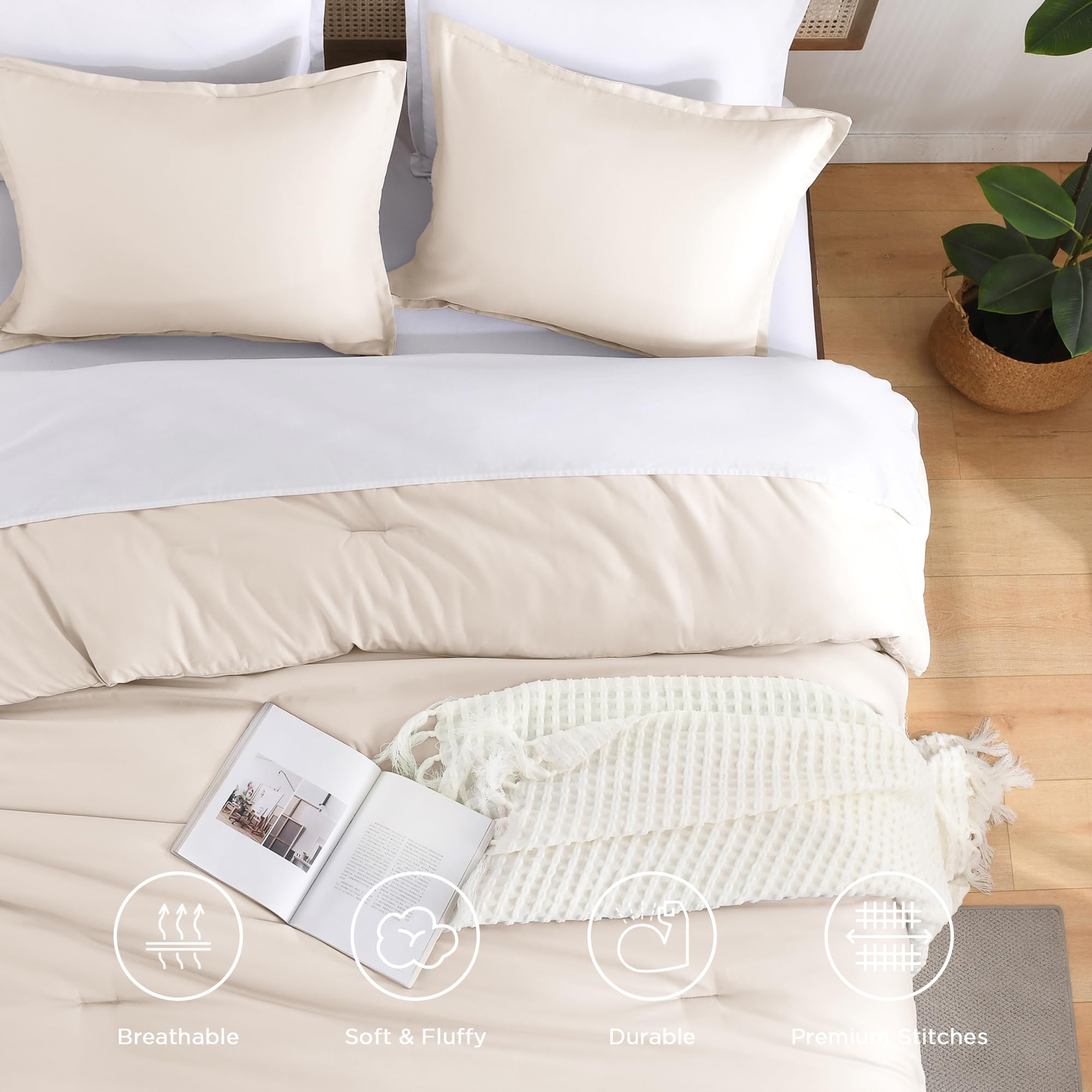 Andency Set copripiumino per letto queen size, leggero, soffice e bohémien, per letto matrimoniale, per tutte le stagioni, set di biancheria da letto per uomini e donne (228 x 228 cm piumino e 2